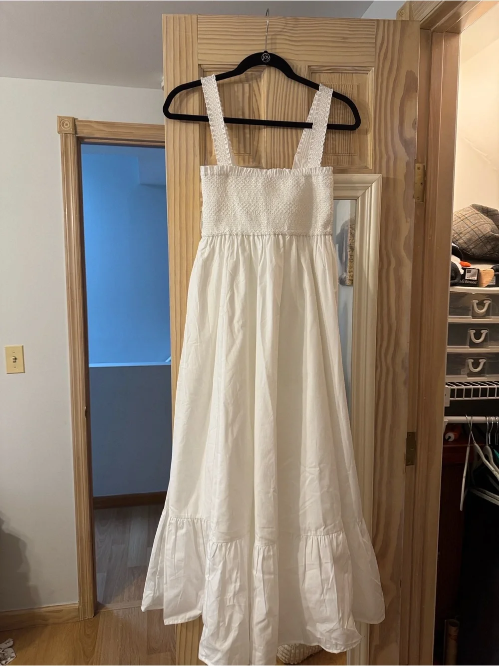Abercrombie & Fitch Cream Maxi Sundress with Smocked Bodice